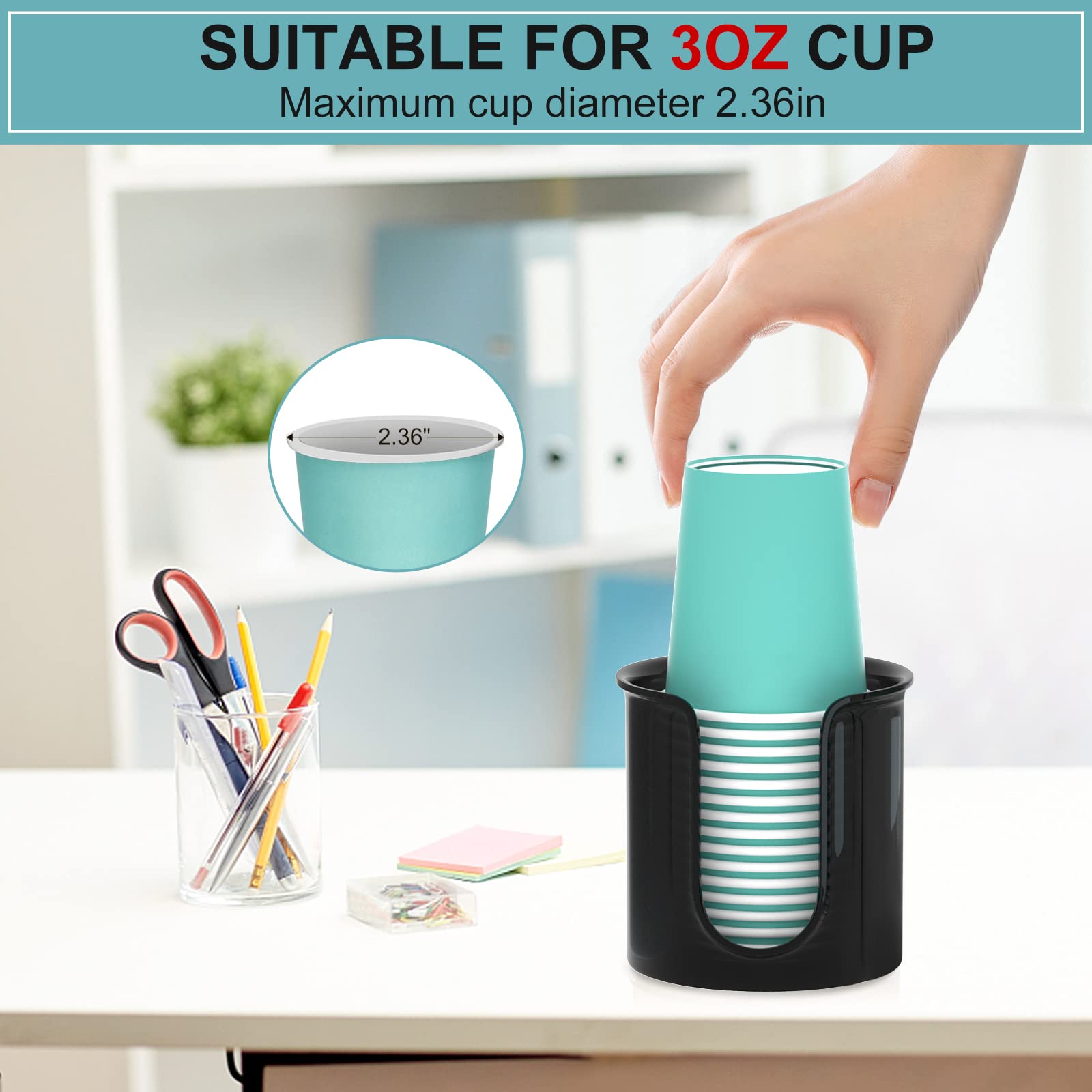 Byaway Bathroom Cup Holder - 2 Pack 3 Oz Cup Dispenser For Bathroom Vanity Countertop - Small Paper Cup Dispenser For Mouthwash